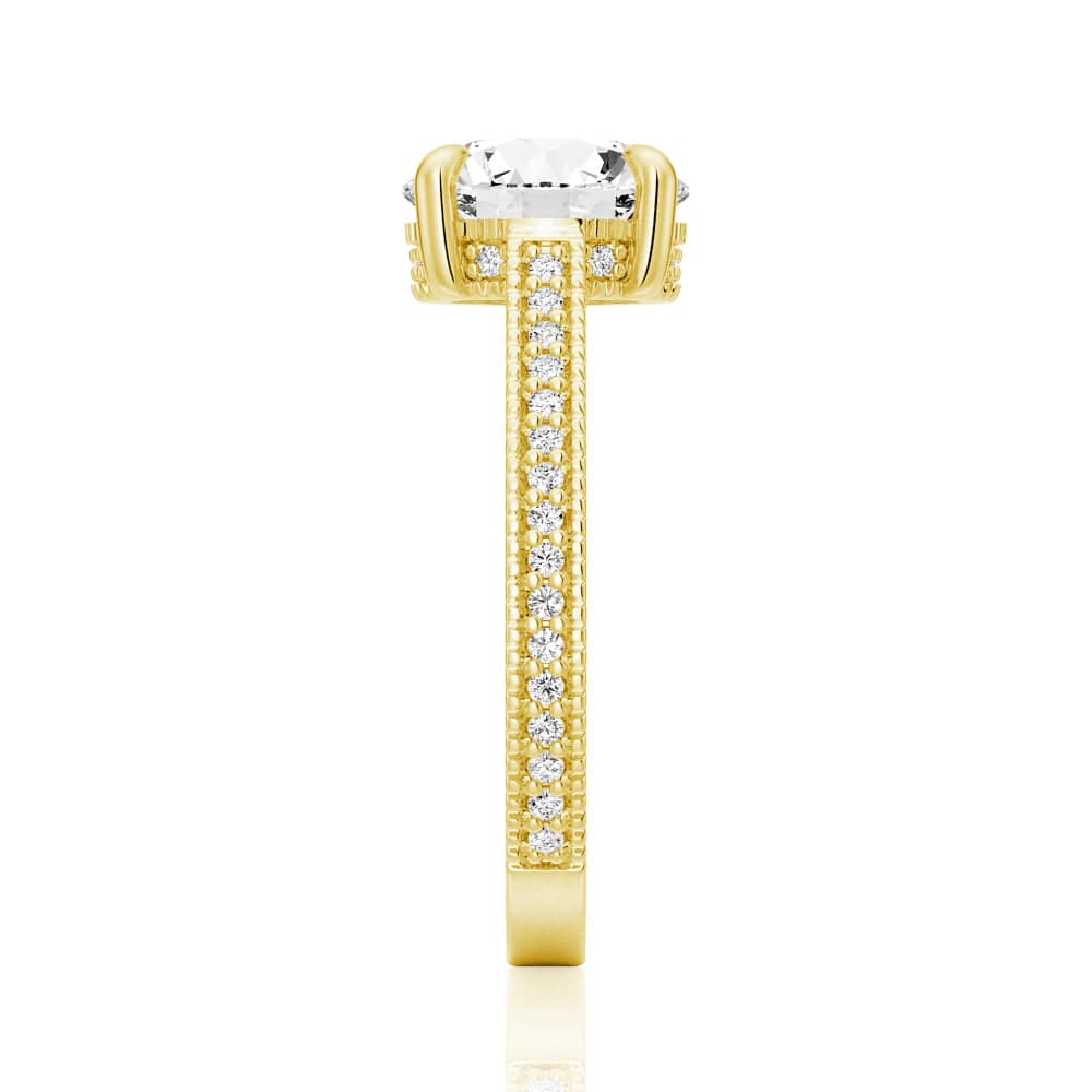Round Cut Moissanite Diamond Hidden Halo 9K Gold Ring