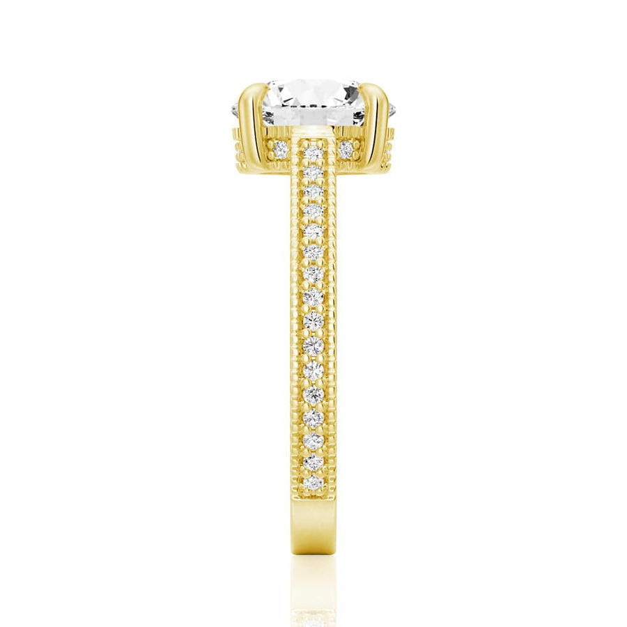 Round Cut Moissanite Diamond Hidden Halo 9K Gold Ring