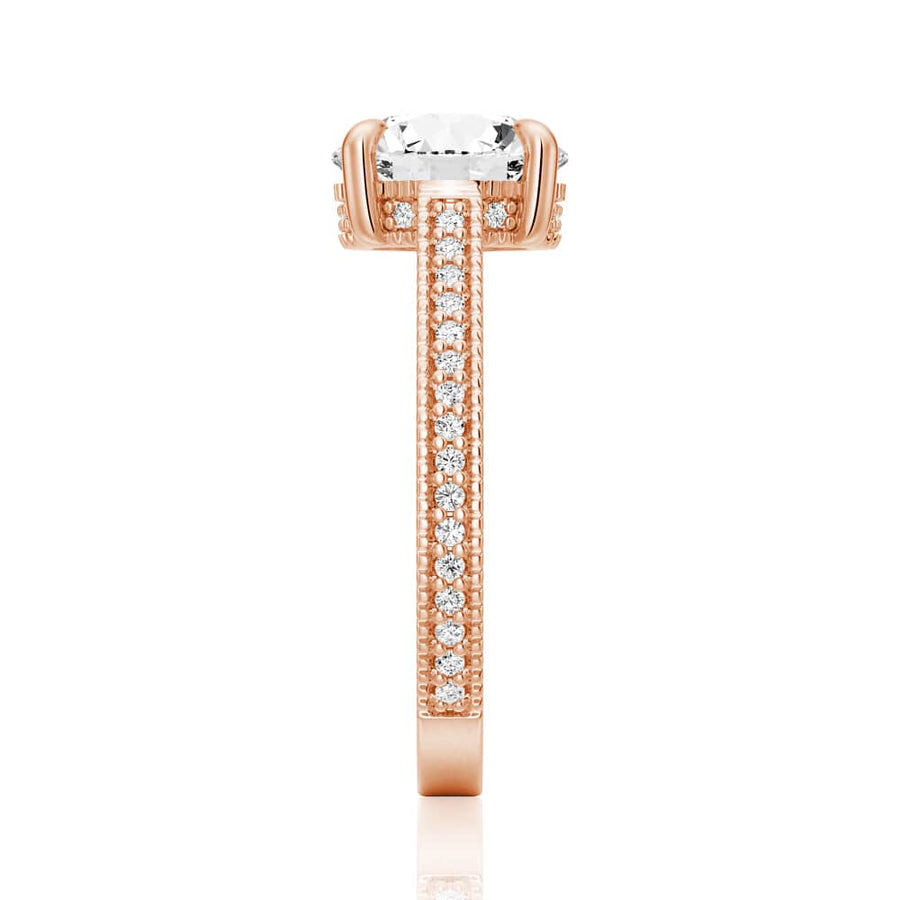 Round Cut Moissanite Diamond Hidden Halo 9K Gold Ring