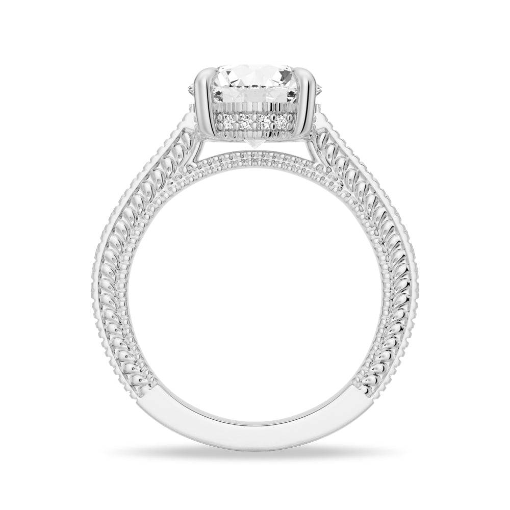Round Cut Moissanite Diamond Hidden Halo 9K Gold Ring