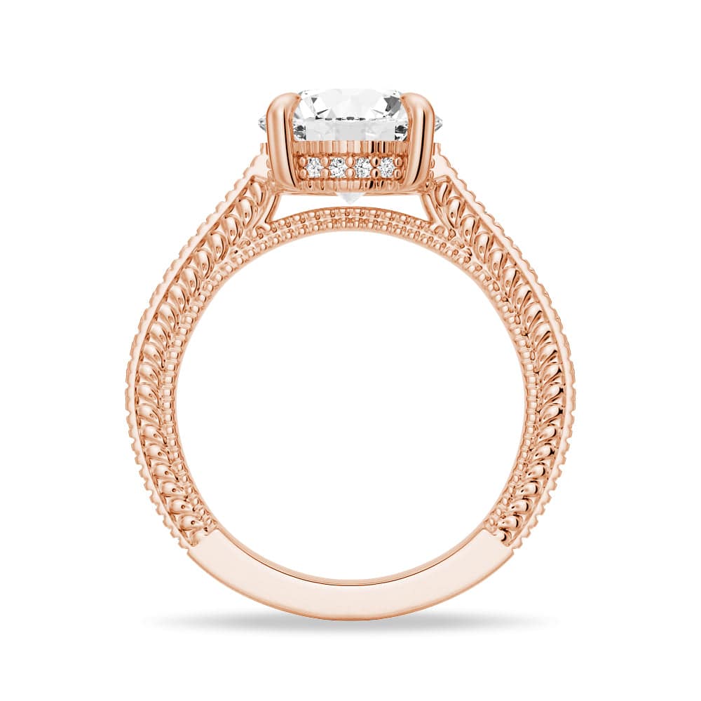 Round Cut Moissanite Diamond Hidden Halo 9K Gold Ring