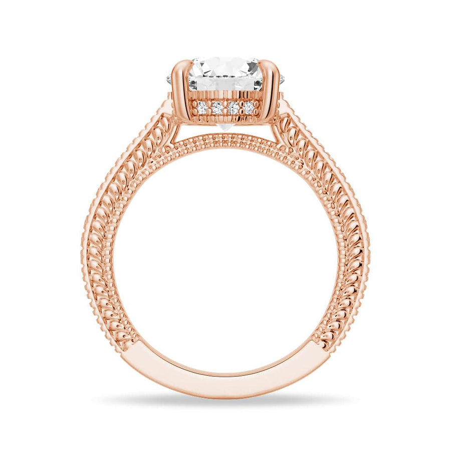 Round Cut Moissanite Diamond Hidden Halo 9K Gold Ring