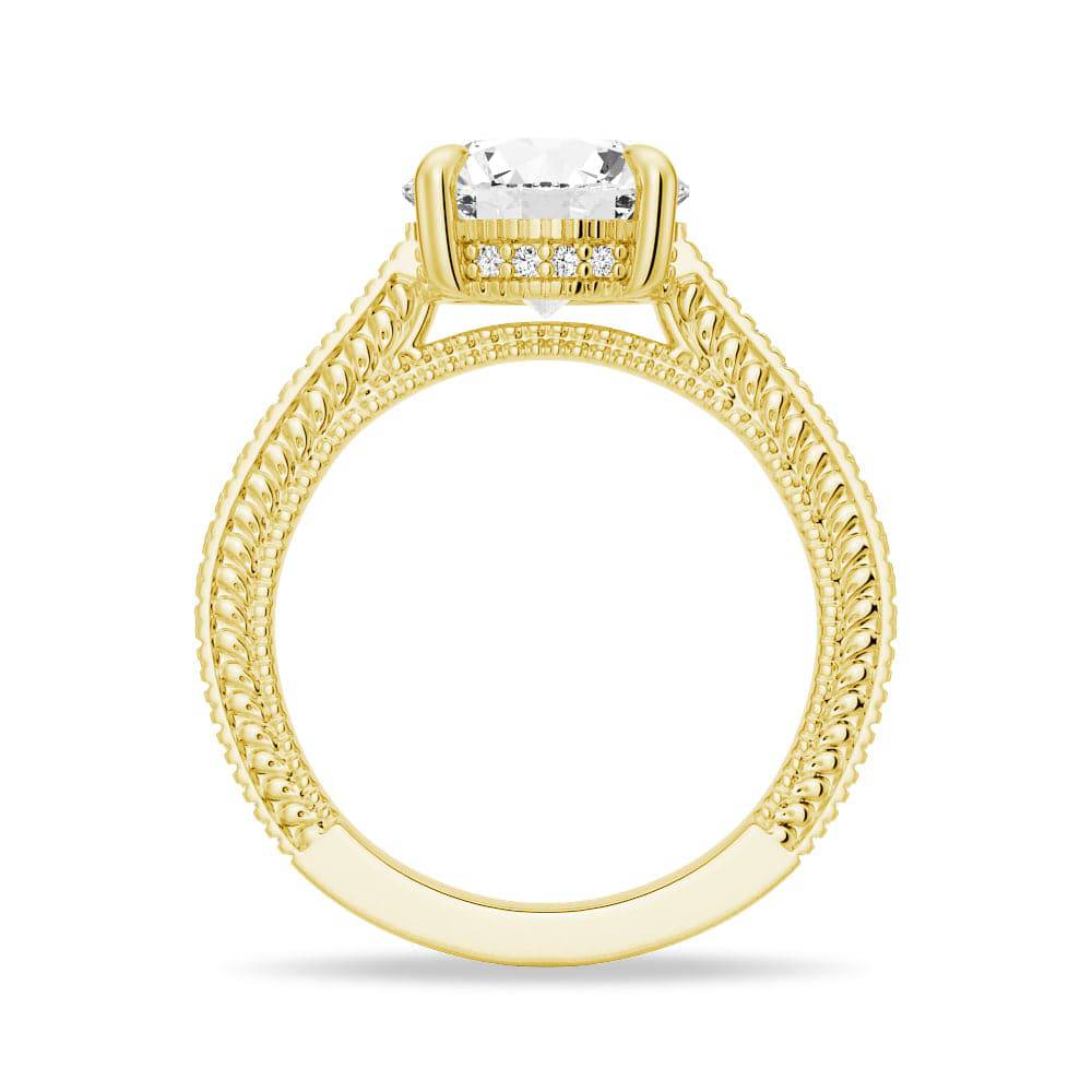 Round Cut Moissanite Diamond Hidden Halo 9K Gold Ring
