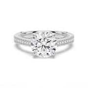 Round Cut Moissanite Diamond Hidden Halo 9K Gold Ring