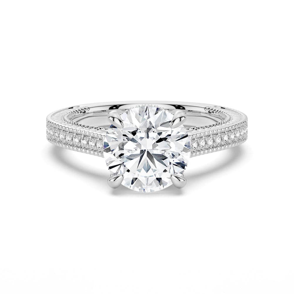 Round Cut Moissanite Diamond Hidden Halo 9K Gold Ring