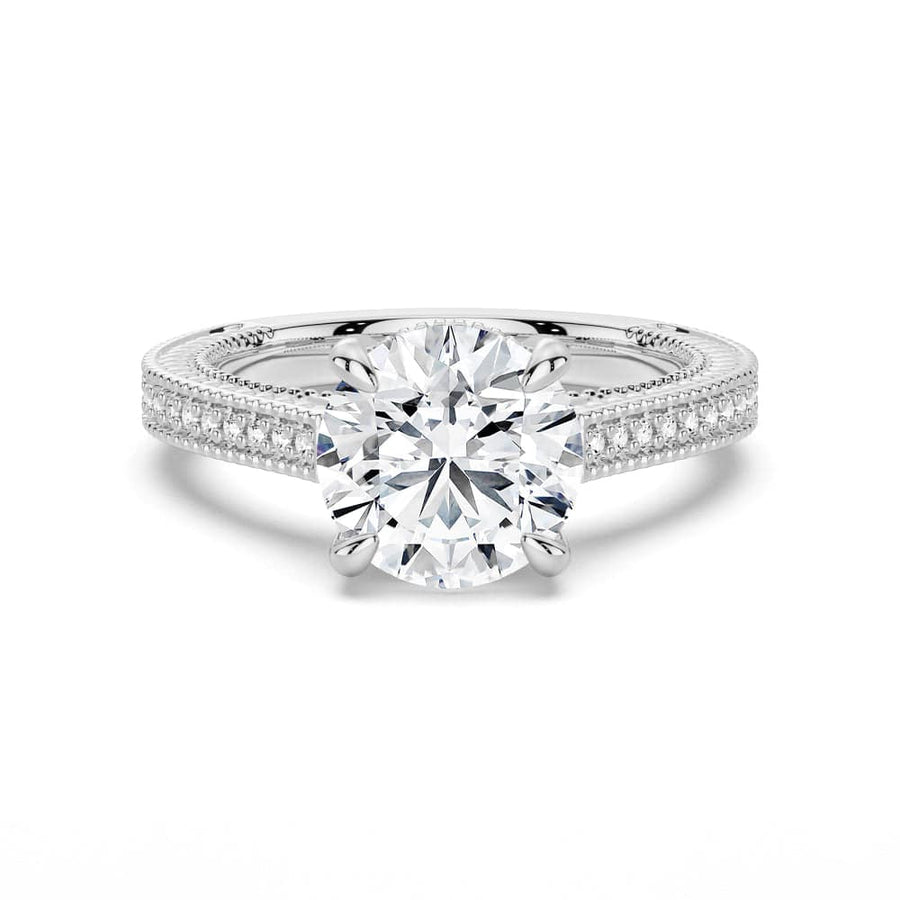 Round Cut Moissanite Diamond Hidden Halo 9K Gold Ring