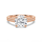 Round Cut Moissanite Diamond Hidden Halo 9K Gold Ring