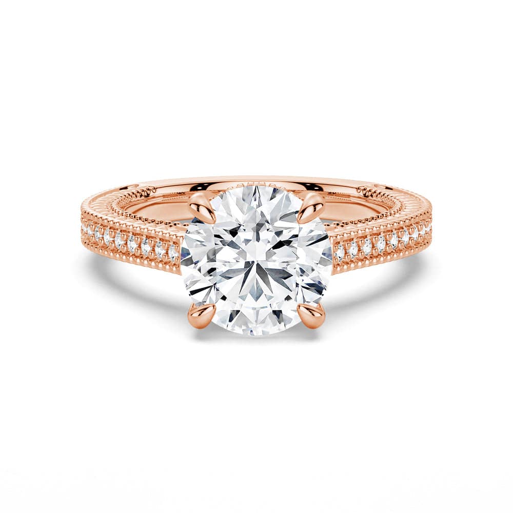 Round Cut Moissanite Diamond Hidden Halo 9K Gold Ring