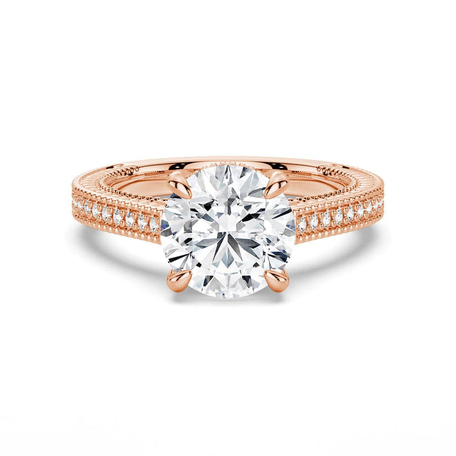 Round Cut Moissanite Diamond Hidden Halo 9K Gold Ring