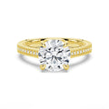 Round Cut Moissanite Diamond Hidden Halo 9K Gold Ring