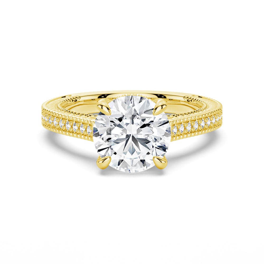 Round Cut Moissanite Diamond Hidden Halo 9K Gold Ring
