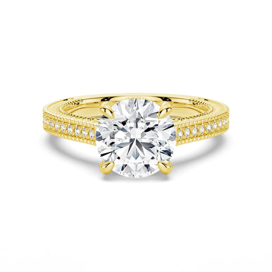 Round Cut Moissanite Diamond Hidden Halo 9K Gold Ring