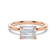 Emerald Cut Lab Grown Diamond East-West 14K Gold Ring