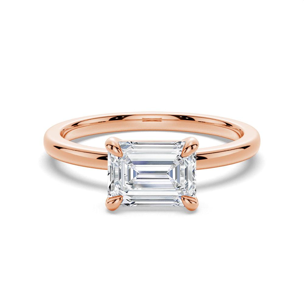Emerald Cut Lab Grown Diamond East-West 14K Gold Ring