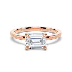 Emerald Cut Moissanite Diamond East-West Sterling Silver Ring