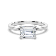 Emerald Cut Lab Grown Diamond East-West 14K Gold Ring