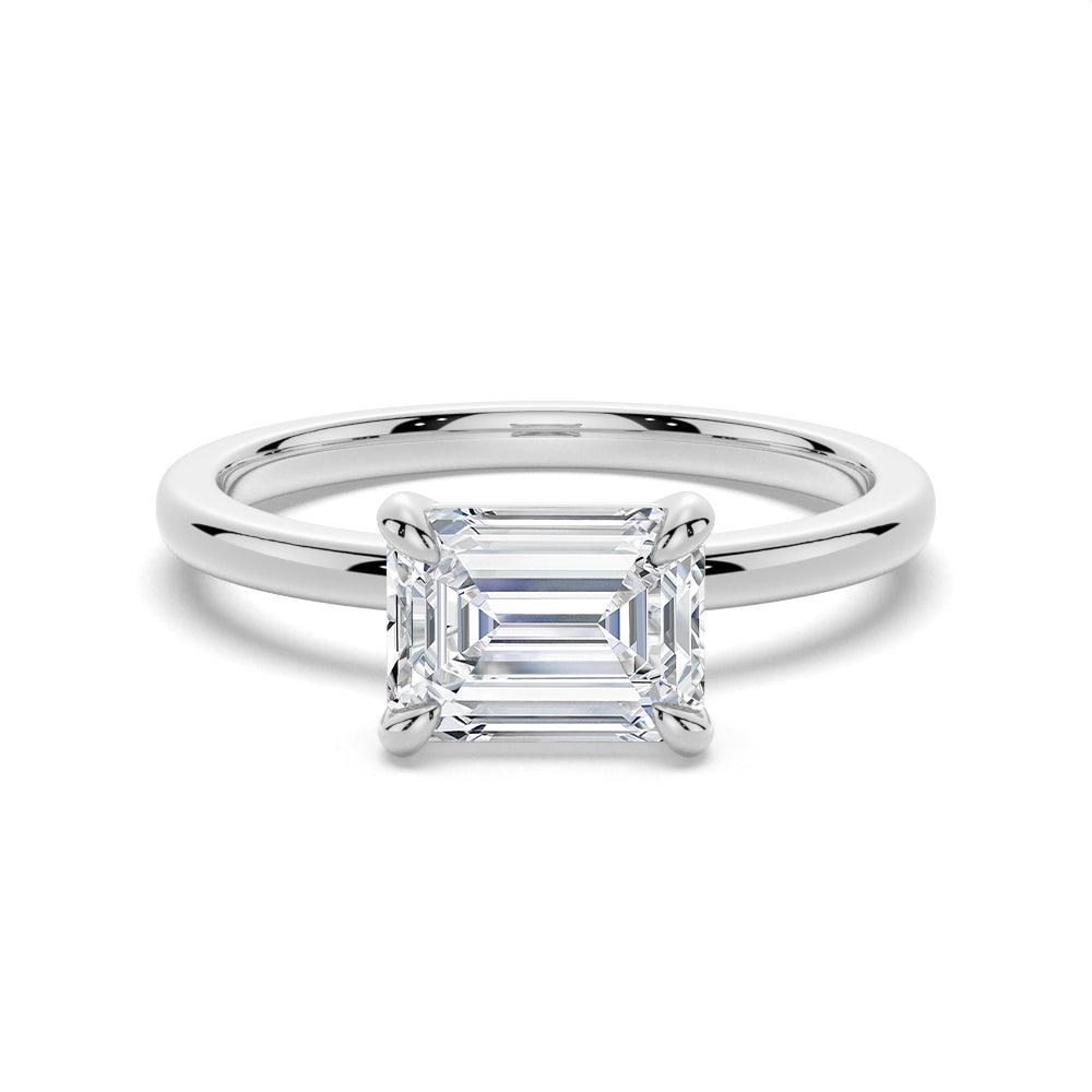 Emerald Cut Lab Grown Diamond East-West 14K Gold Ring