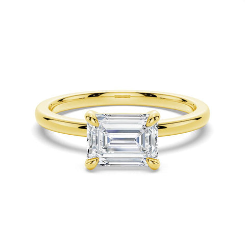 Emerald Cut Lab Grown Diamond East-West 14K Gold Ring