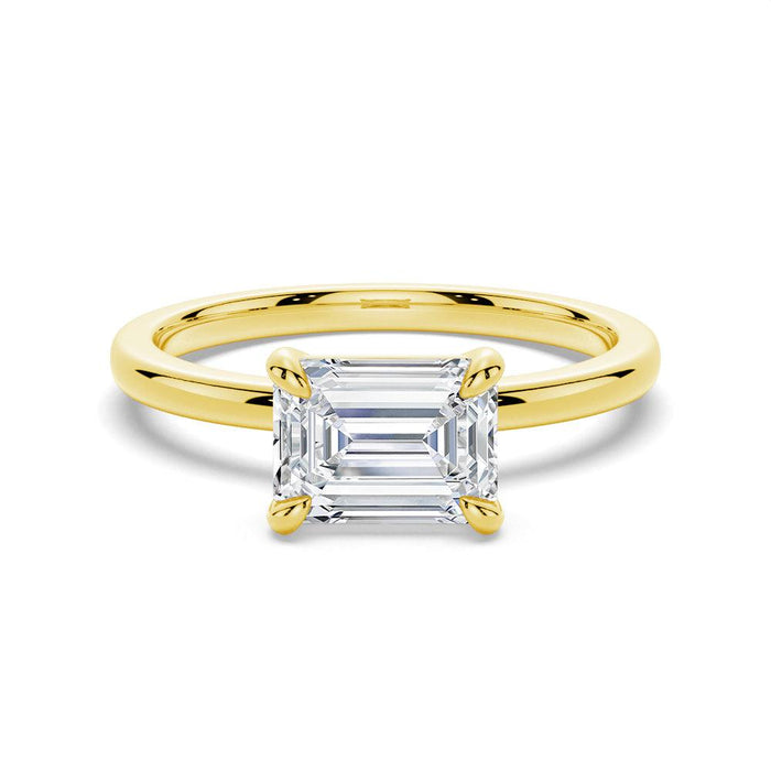 Emerald Cut Moissanite Diamond East-West Sterling Silver Ring