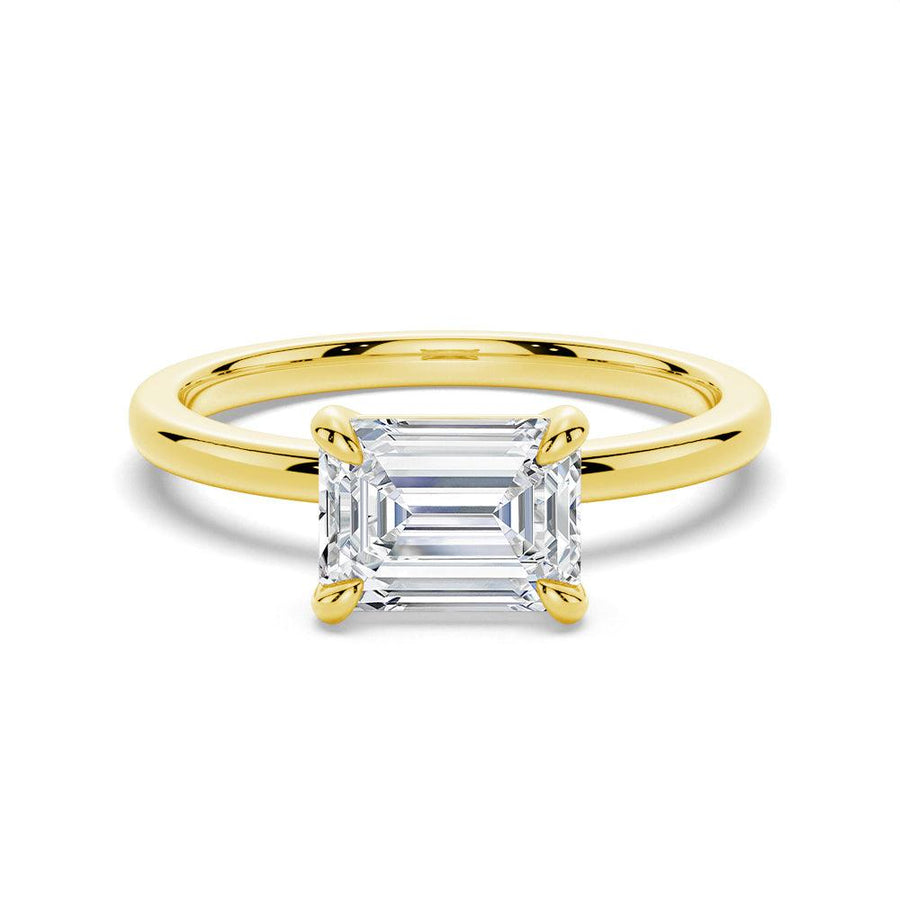 Emerald Cut Lab Grown Diamond East-West 14K Gold Ring