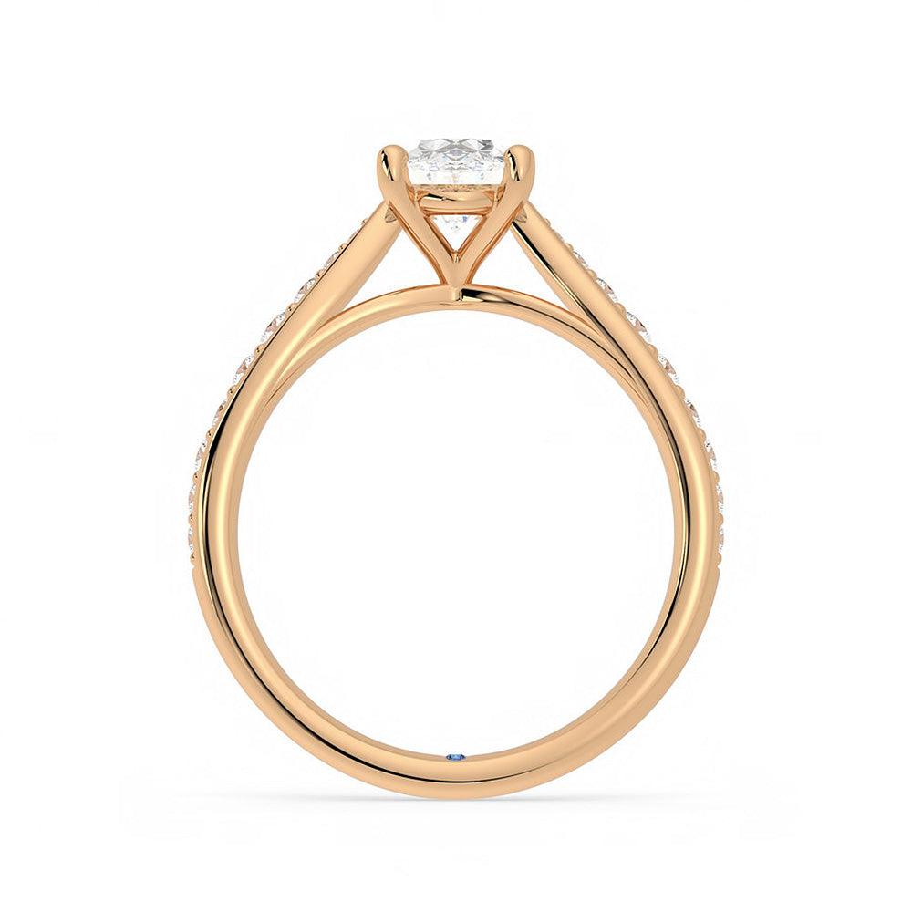 Oval Cut Moissanite Diamond Pave 14K Gold Ring