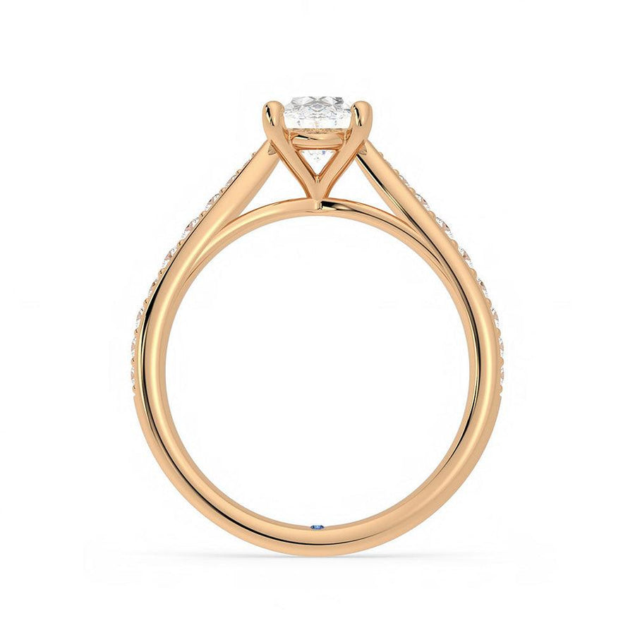 Oval Cut Moissanite Diamond Pave 14K Gold Ring
