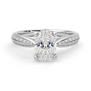 Oval Cut Lab Grown Diamond Pave 14K Gold Ring