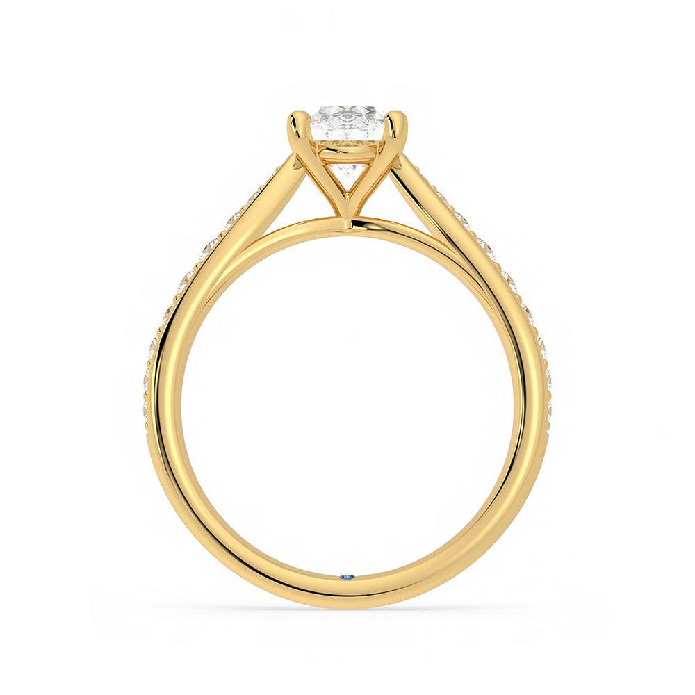 Oval Cut Moissanite Diamond Pave 14K Gold Ring