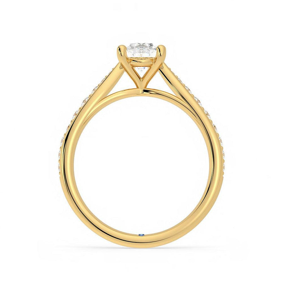 Oval Cut Moissanite Diamond Pave 14K Gold Ring