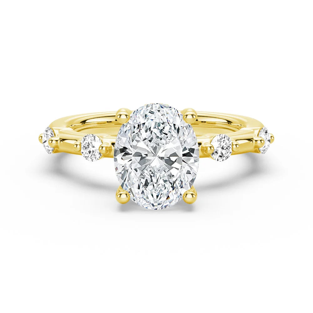 Oval Cut Moissanite Diamond Engagement Sterling Silver Ring