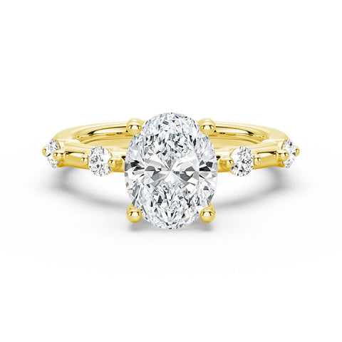 Oval Cut Moissanite Diamond Engagement Sterling Silver Ring