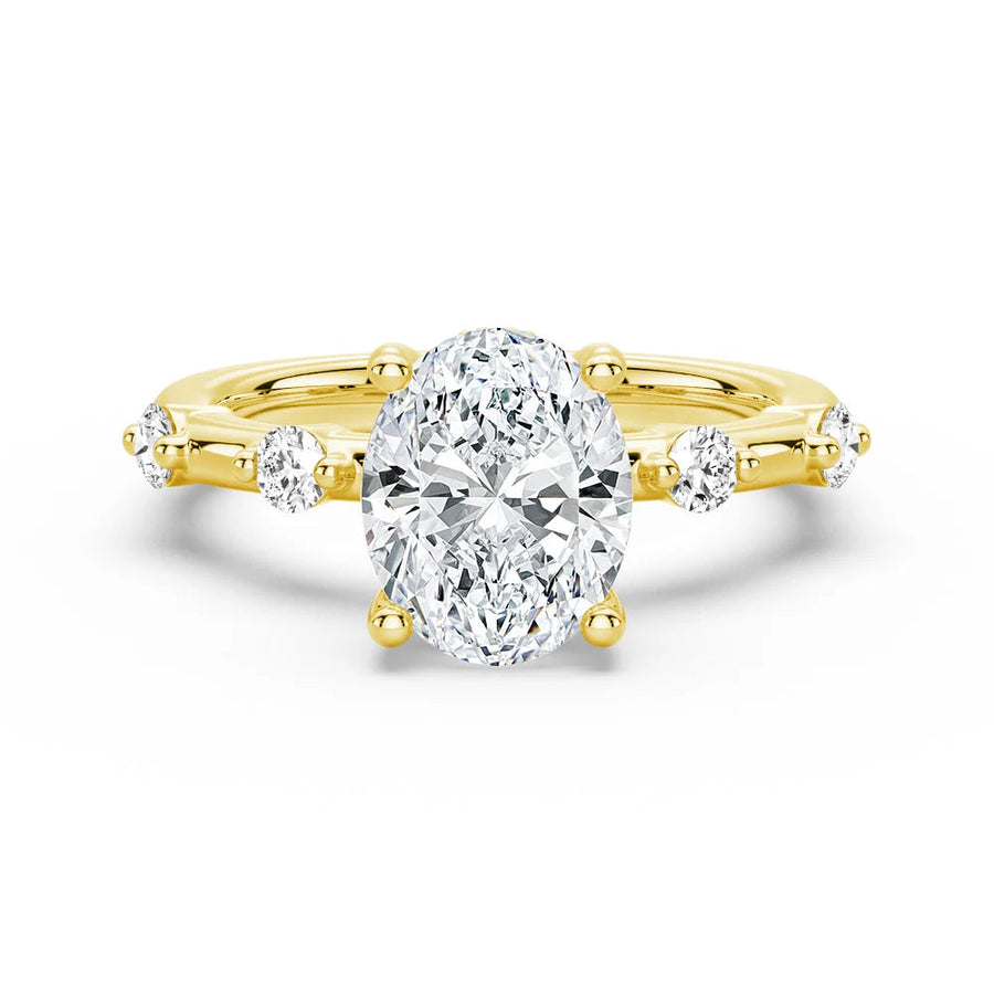 Oval Cut Moissanite Diamond Engagement Sterling Silver Ring
