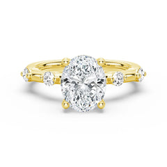 Oval Cut Moissanite Diamond Engagement Sterling Silver Ring