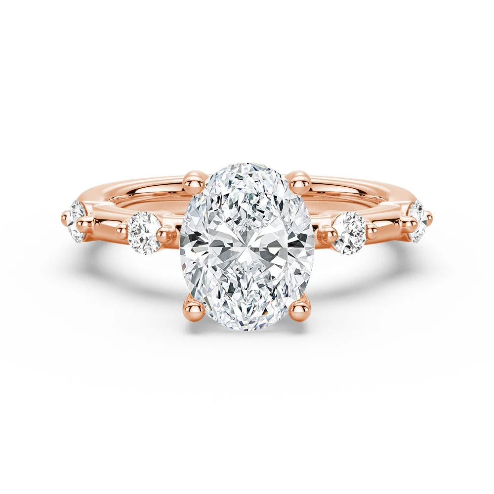 Oval Cut Moissanite Diamond Engagement Sterling Silver Ring