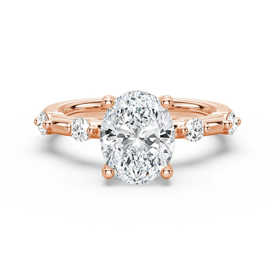 Oval Cut Moissanite Diamond Engagement Sterling Silver Ring