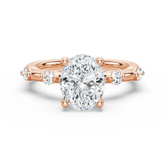 Oval Cut Moissanite Diamond Engagement Sterling Silver Ring