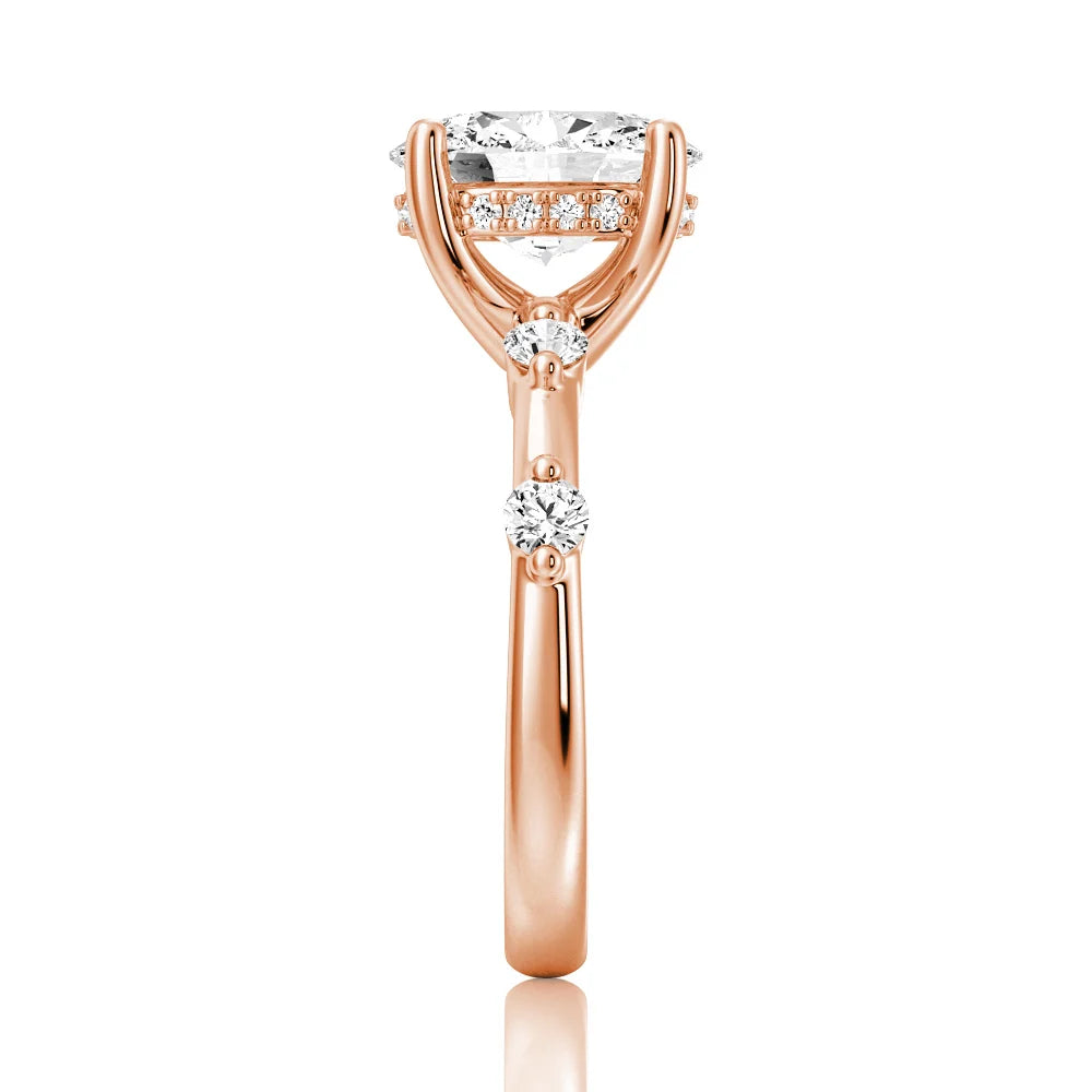 Oval Cut Moissanite Diamond Engagement Sterling Silver Ring