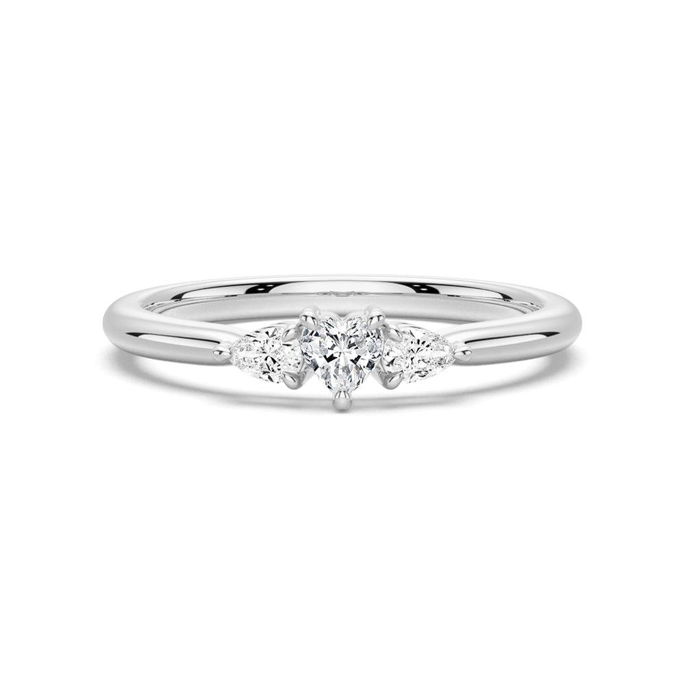 Heart & Pear Cut Lab Grown Diamond Trilogy 14K Gold Ring
