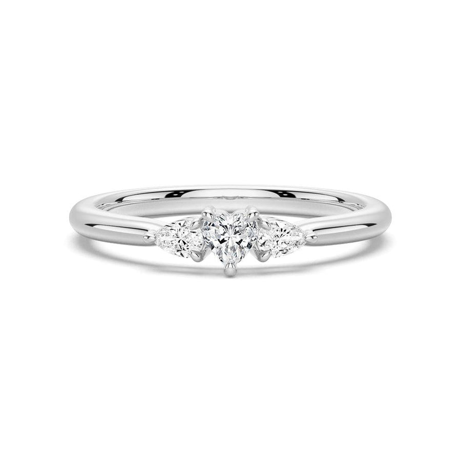 Heart & Pear Cut Lab Grown Diamond Trilogy 14K Gold Ring