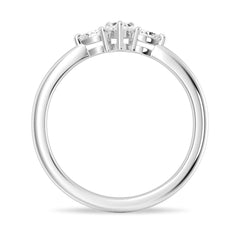 Heart & Pear Cut Moissanite Diamond Three Stone Sterling Silver Ring