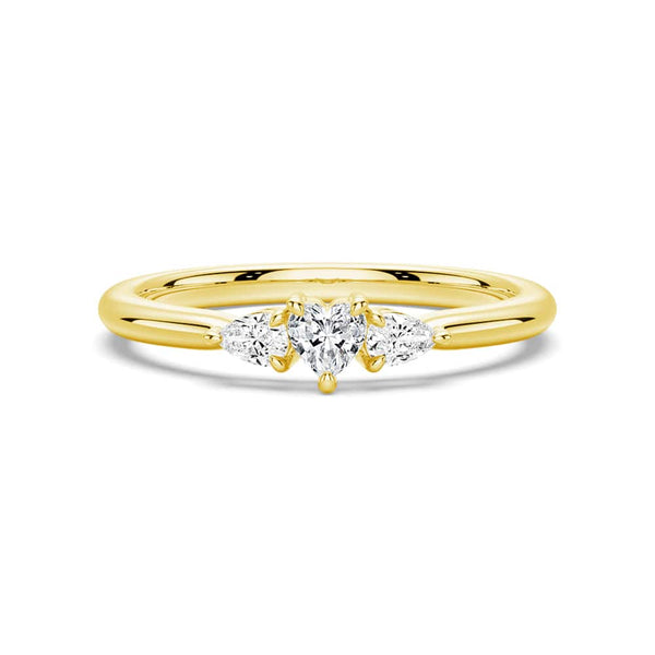 Heart & Pear Cut Lab Grown Diamond Trilogy 14K Gold Ring