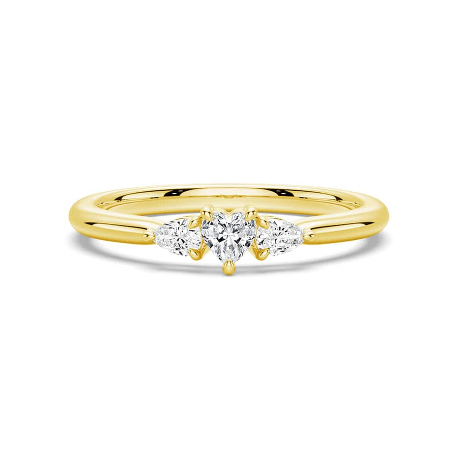 Heart & Pear Cut Lab Grown Diamond Trilogy 14K Gold Ring