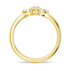 Heart & Pear Cut Moissanite Diamond Three Stone Sterling Silver Ring