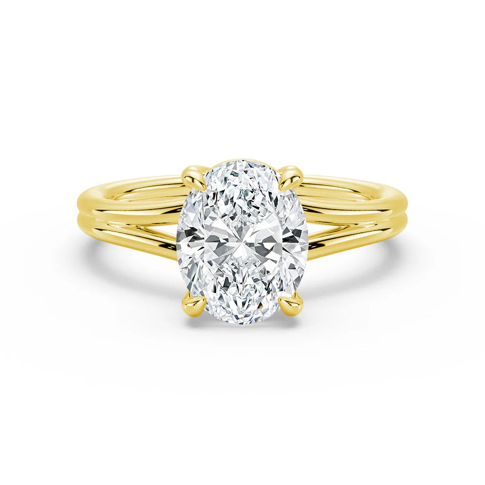 Oval Cut Lab Grown Diamond Solitaire 14K Gold Ring