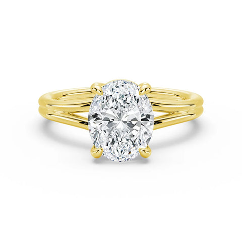Oval Cut Lab Grown Diamond Solitaire 14K Gold Ring