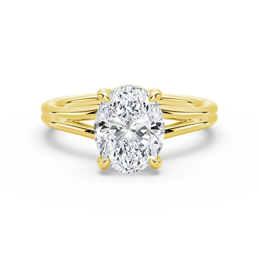 Oval Cut Lab Grown Diamond Solitaire 14K Gold Ring
