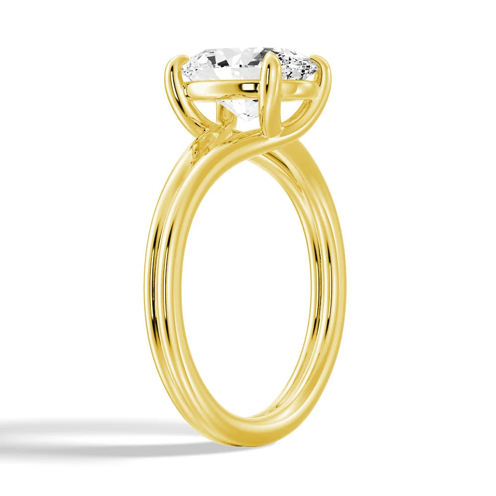 Oval Cut Lab Grown Diamond Solitaire 14K Gold Ring