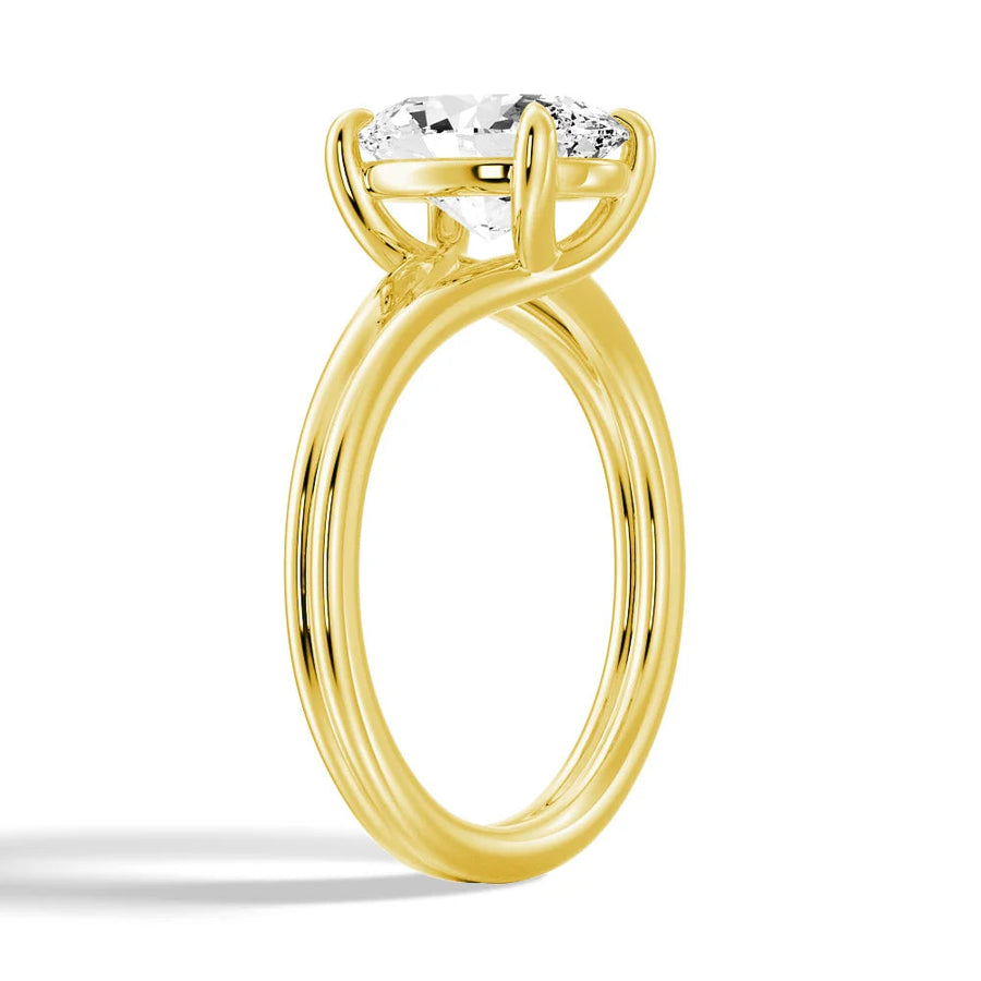 Oval Cut Lab Grown Diamond Solitaire 14K Gold Ring