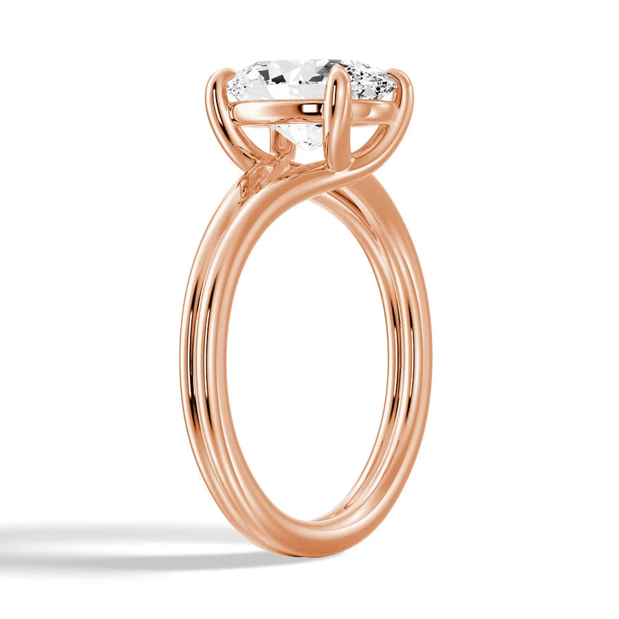 Oval Cut Lab Grown Diamond Solitaire 14K Gold Ring