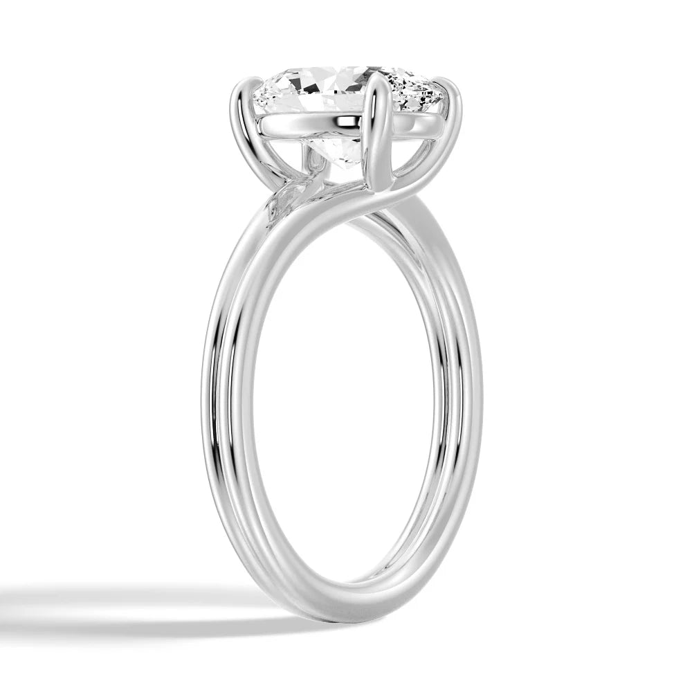Oval Cut Lab Grown Diamond Solitaire 14K Gold Ring